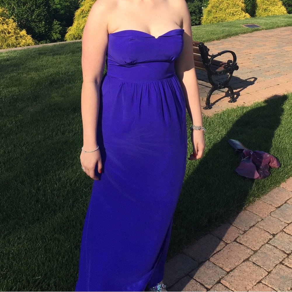 Amanda Uprichard purple strapless maxi dress